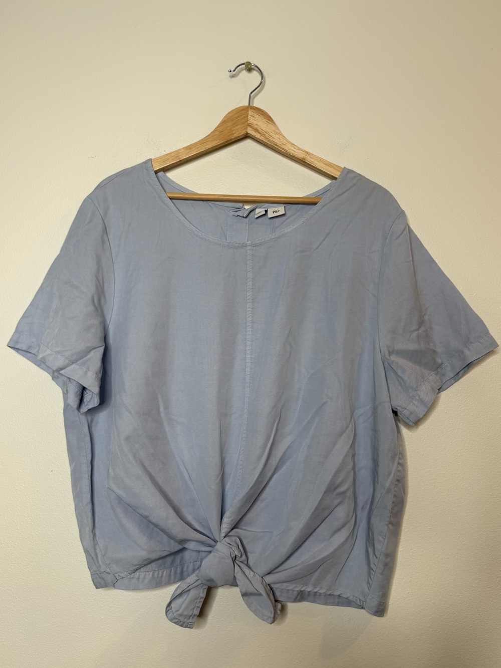 Tentree Tencel Lyocell Tie Waist Button Up Back Short Sleeve Summer Blouse 10
